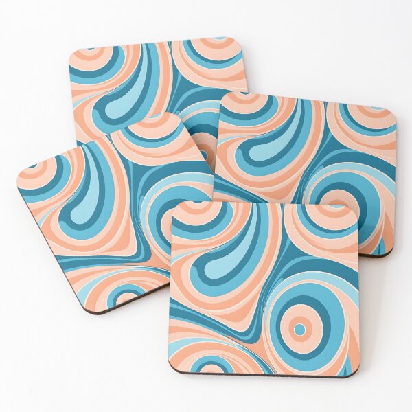 Item preview, Mid Century Modern Liquid Swirl, Peach, Sky Blue designed and sold by Prints and Lifestyle.
