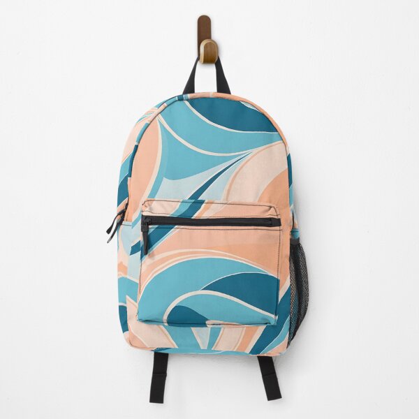 Item preview, Mid Century Modern Liquid Swirl, Peach, Sky Blue designed and sold by Prints and Lifestyle.