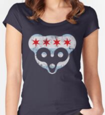 Chicago Flag Cub Face T-Shirt Women's Fitted Scoop T-Shirt