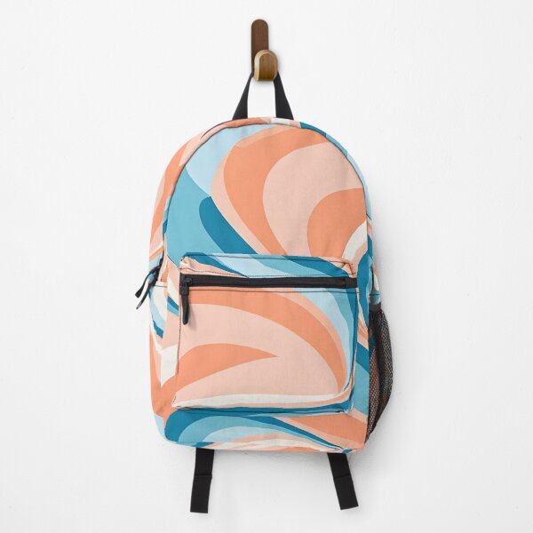 Item preview, Mid Century Modern Liquid Swirl, Peach, Sky Blue designed and sold by Prints and Lifestyle.