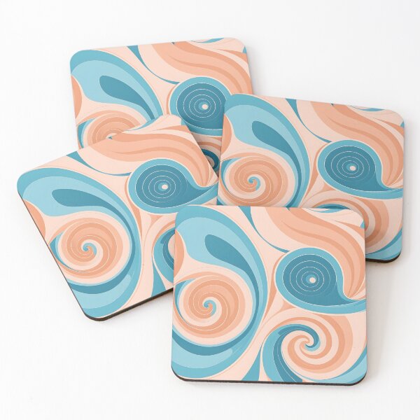 Item preview,  Mid Century Modern Liquid Swirl, Peach, Sky blue designed and sold by Prints and Lifestyle.