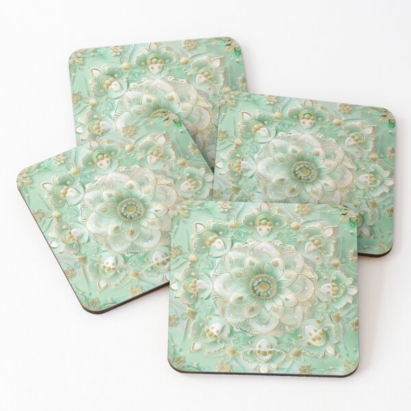 Item preview, Mint green and gold delicate mandala pattern designed and sold by PrettyPinkSkies.