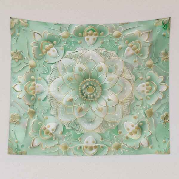 Item preview, Mint green and gold delicate mandala pattern designed and sold by PrettyPinkSkies.