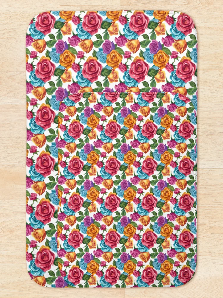 Thumbnail 5 of 6, Bath Mat, Colorful Roses designed and sold by arappelet.