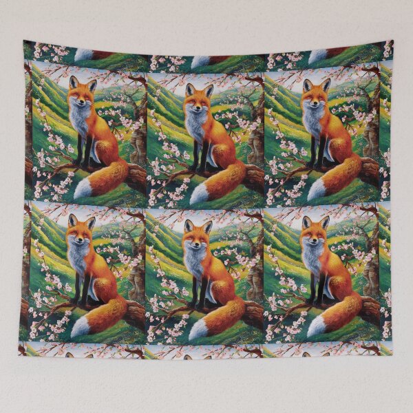 Artikelvorschau, Fuchs-Porträt. Fuchs mit Kirschblüte, Fuchs-Malerei, Michelangelo-Stil entworfen und verkauft von FoxVibes.
