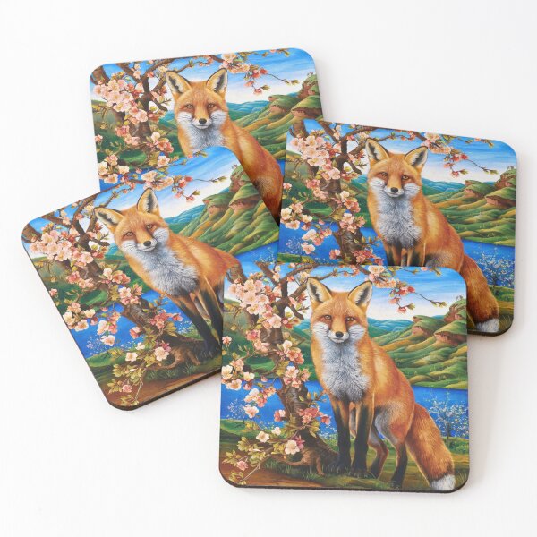 Artikelvorschau, Fuchs-Porträt. Fuchs mit Kirschblüte, Fuchs-Malerei, Michelangelo-Stil entworfen und verkauft von FoxVibes.