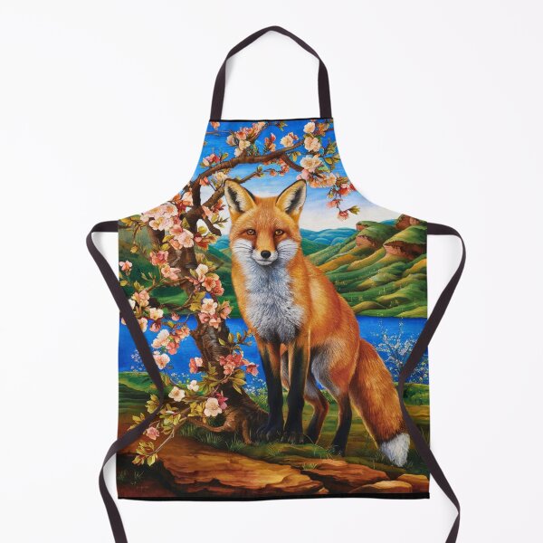 Item preview, Fox Portrait. Fox with cherry blossom, fox painting, Michelangelo style designed and sold by FoxVibes.