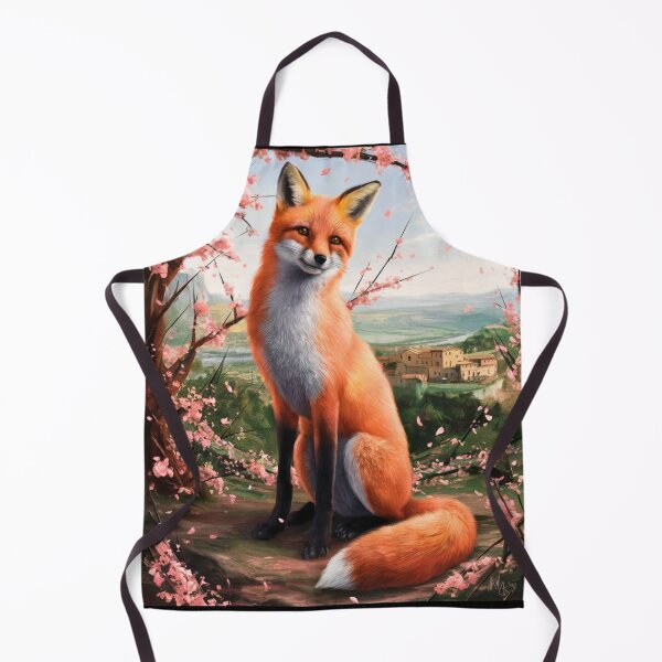 Item preview, Fox Portrait. Fox with cherry blossom, fox painting, Michelangelo style designed and sold by FoxVibes.