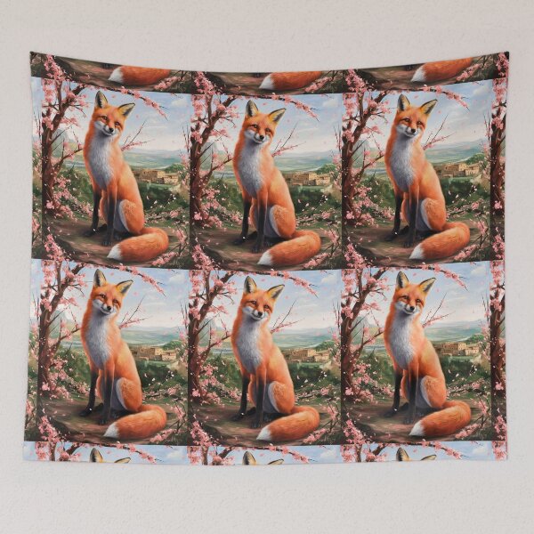 Artikelvorschau, Fuchs-Porträt. Fuchs mit Kirschblüte, Fuchs-Malerei, Michelangelo-Stil entworfen und verkauft von FoxVibes.