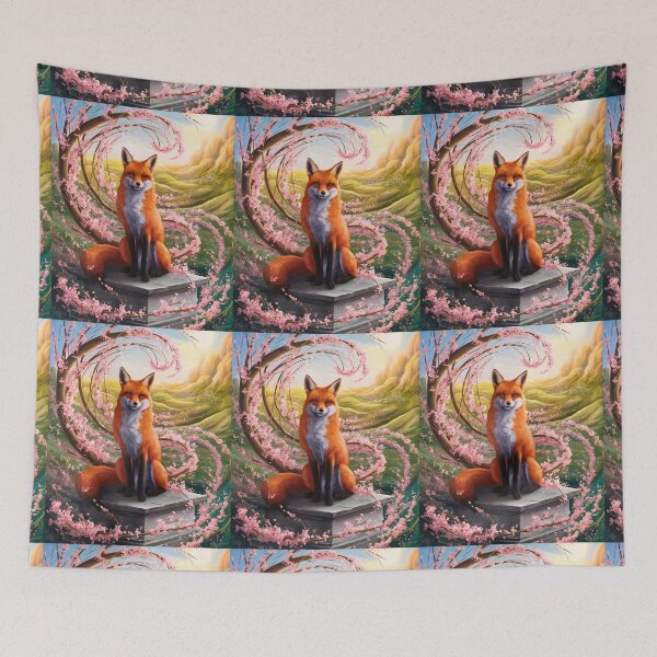 Artikelvorschau, Fuchs-Porträt. Fuchs mit Kirschblüte, Fuchs-Malerei, Michelangelo-Stil entworfen und verkauft von FoxVibes.