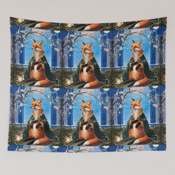 Artikelvorschau, Fuchs-Porträt. Fuchs mit Kirschblüte, Fuchsfigur, Fuchsmalerei, Michelangelo-Stil entworfen und verkauft von FoxVibes.