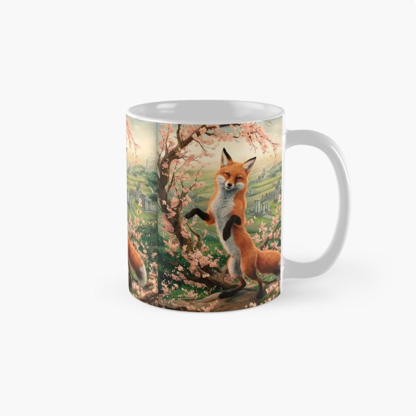 Item preview, Fox Portrait. Fox with cherry blossom, fox painting, Michelangelo style designed and sold by FoxVibes.