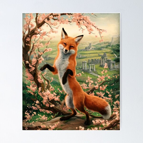 Artikelvorschau, Fuchs-Porträt. Fuchs mit Kirschblüte, Fuchs-Malerei, Michelangelo-Stil entworfen und verkauft von FoxVibes.