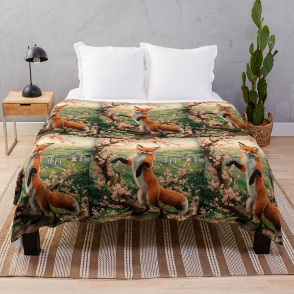 Item preview, Fox Portrait. Fox with cherry blossom, fox painting, Michelangelo style designed and sold by FoxVibes.