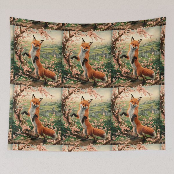Artikelvorschau, Fuchs-Porträt. Fuchs mit Kirschblüte, Fuchs-Malerei, Michelangelo-Stil entworfen und verkauft von FoxVibes.