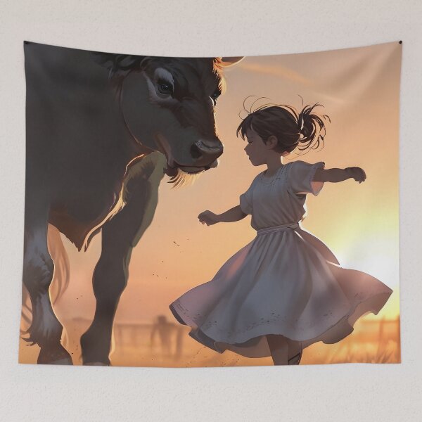 Item preview, Little girl dancing with a bull Camargue designed and sold by Astralia.