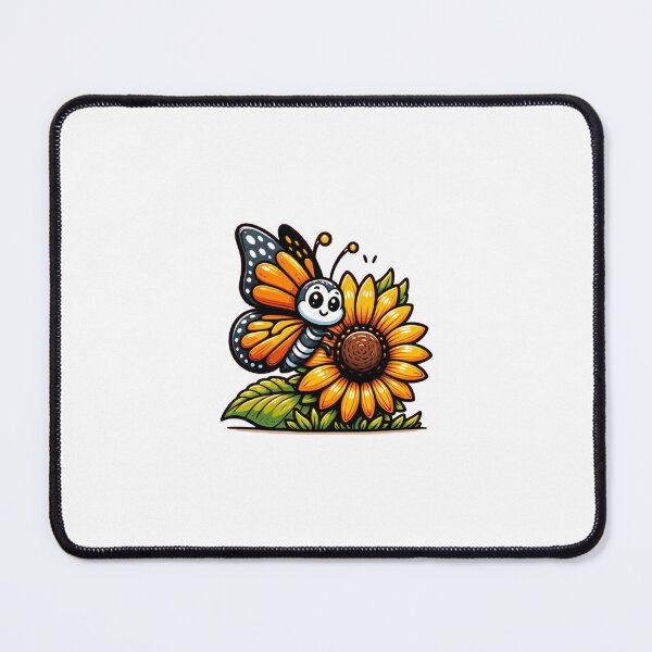Item preview, Colorful Kawaii Monarch Butterfly on Sunflower Cute Children Illustration with Adorable Butterfly designed and sold by Gay-Koala.