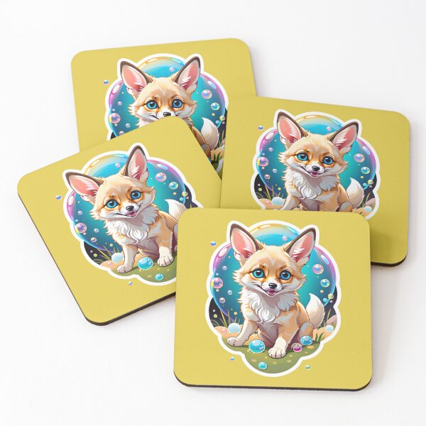 Aperçu de l'œuvre Joli bébé renard Fennec avec des bulles créée et vendue par TheArtOfPat.