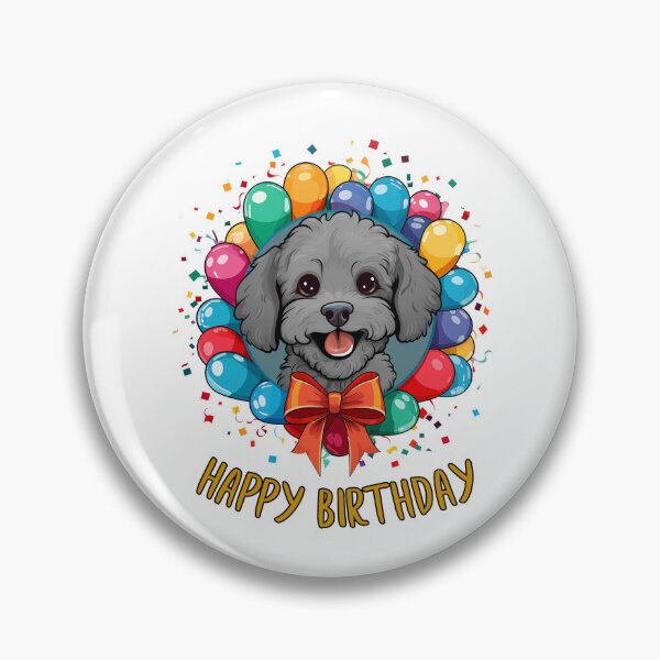 Item preview, Birthday Oodle Dog - Gray - Happy Birthday! designed and sold by wotsthis.