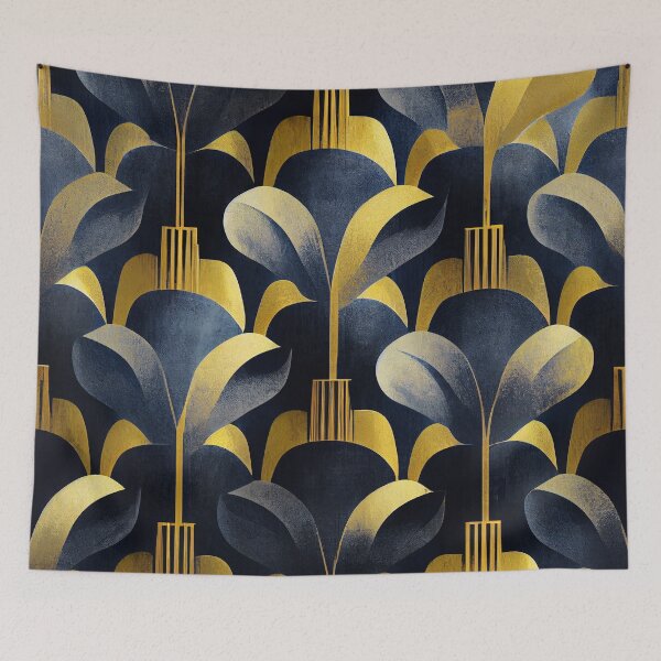 Item preview, Art Deco Cobalt Blue And Golden Vintage Pattern designed and sold by DEC02.