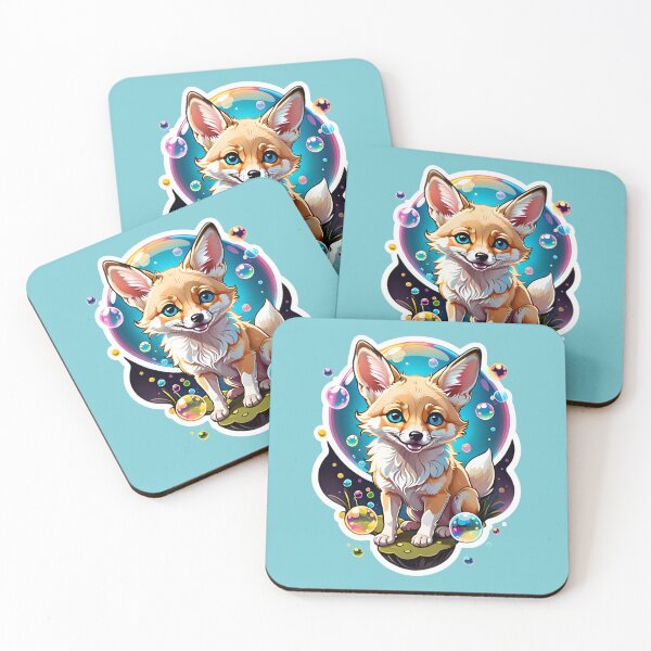 Aperçu de l'œuvre Joli bébé renard Fennec avec des bulles créée et vendue par TheArtOfPat.