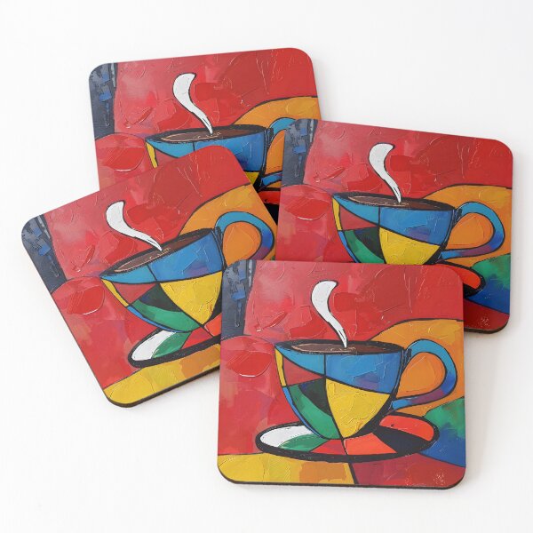 Item preview, Whimsical Wake-Up - Abstract Coffee Cup Dance in Vibrant Geometric Harmony designed and sold by OlfactoART Studio.