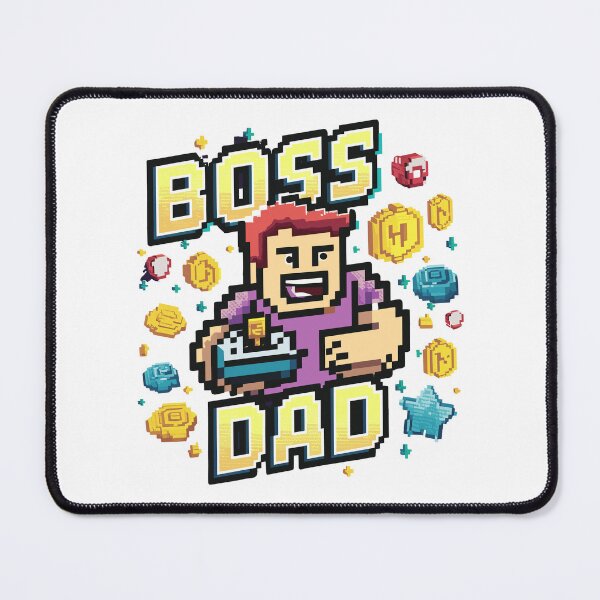 Item preview, Boss Dad - Retro Video Game Cover Father's Day Art designed and sold by HahaHandlesHub.