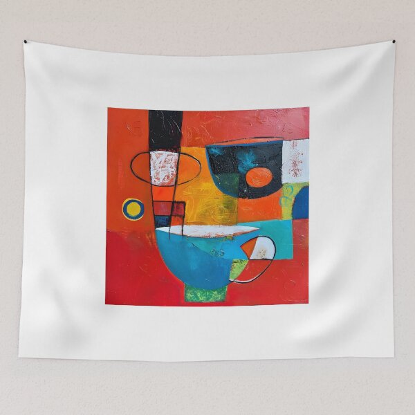 Item preview, Chromatic Cafe - Bold Geometric Abstraction of a Coffee Cup in Vibrant Hues designed and sold by OlfactoART Studio.