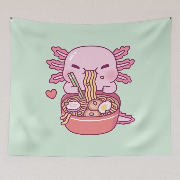 Item preview, Cute Axolotl Loves Ramen Noodles designed and sold by rustydoodle.