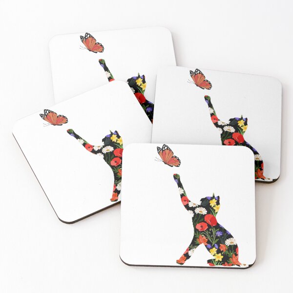 Item preview, Cat flowers and butterfly, garden floral cat designed and sold by ahahdodo.