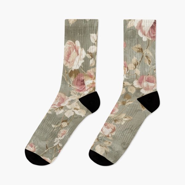 Item preview, Grey and pink shabby chic vintage floral pattern designed and sold by PrettyPinkSkies.