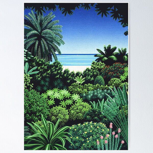 Item preview, Hiroshi Nagai Jungle City Garden Vintage illustration 90s Wall Art Summer gift for men Style Japan designed and sold by Nicodemuss.