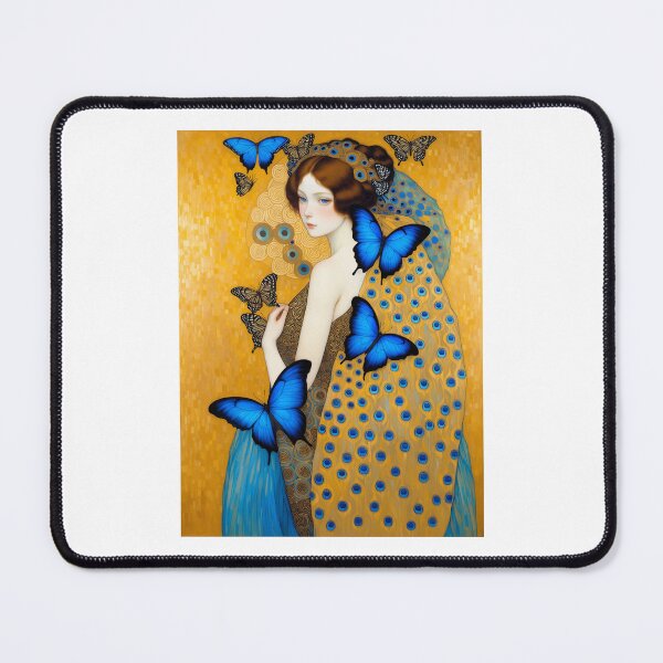 Item preview, Woman With Blue Morpho Butterflies Art Nouveau Painting Klimt Inspired designed and sold by retrographics.