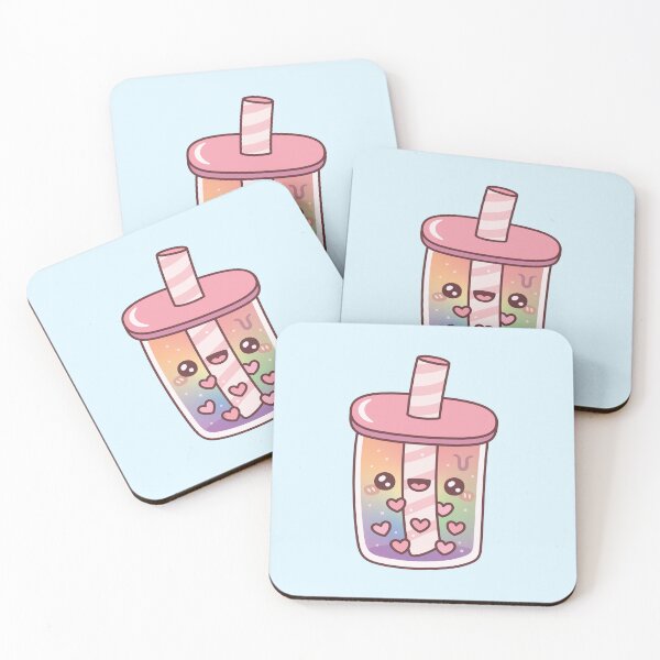 Item preview, Cute Rainbow Bubble Tea With Heart Boba Pearls designed and sold by rustydoodle.