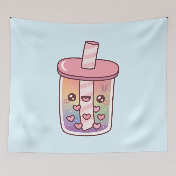 Item preview, Cute Rainbow Bubble Tea With Heart Boba Pearls designed and sold by rustydoodle.