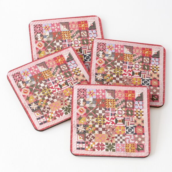 Item preview, Vintage Sampler Friendship Quilt Textile Print | Cali Boho | Bossy Cat Home designed and sold by BossyCatHome.