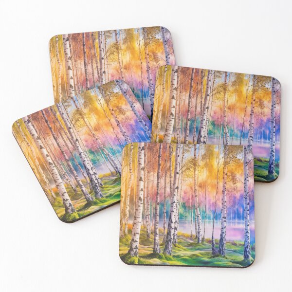 Item preview, The Birches, Watercolor colorful forest birch trees, quiet place, peace and serenity designed and sold by Porcupine Tees ⭐⭐⭐⭐⭐.
