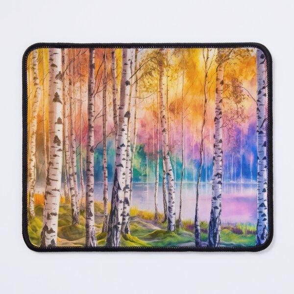 Item preview, The Birches, Watercolor colorful forest birch trees, quiet place, peace and serenity designed and sold by Porcupine Tees ⭐⭐⭐⭐⭐.