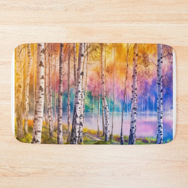 Item preview, The Birches, Watercolor colorful forest birch trees, quiet place, peace and serenity designed and sold by Porcupine Tees ⭐⭐⭐⭐⭐.
