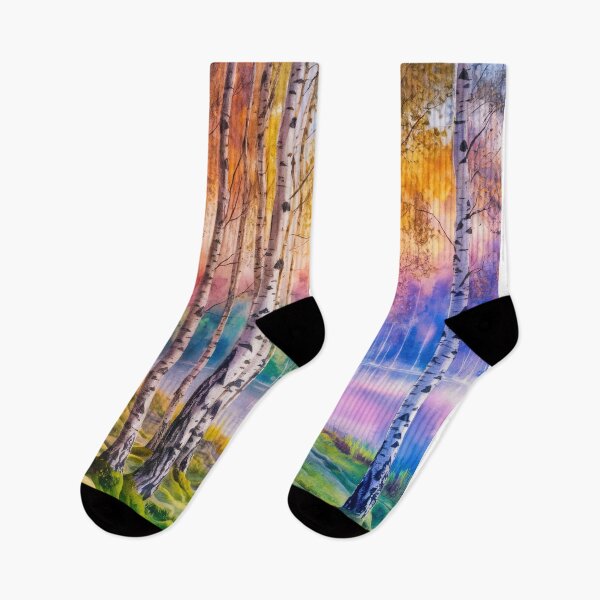 Item preview, The Birches, Watercolor colorful forest birch trees, quiet place, peace and serenity designed and sold by Porcupine Tees ⭐⭐⭐⭐⭐.