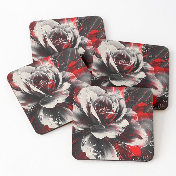 Item preview, Striking Abstract Monochrome Rose with Bold Red Accents designed and sold by Abstract Escape.