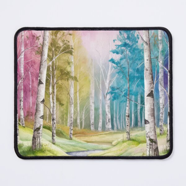 Item preview, The Birches, Watercolor colorful forest birch trees, quiet place, peace and serenity designed and sold by Porcupine Tees ⭐⭐⭐⭐⭐.