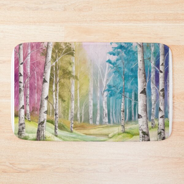 Item preview, The Birches, Watercolor colorful forest birch trees, quiet place, peace and serenity designed and sold by Porcupine Tees ⭐⭐⭐⭐⭐.
