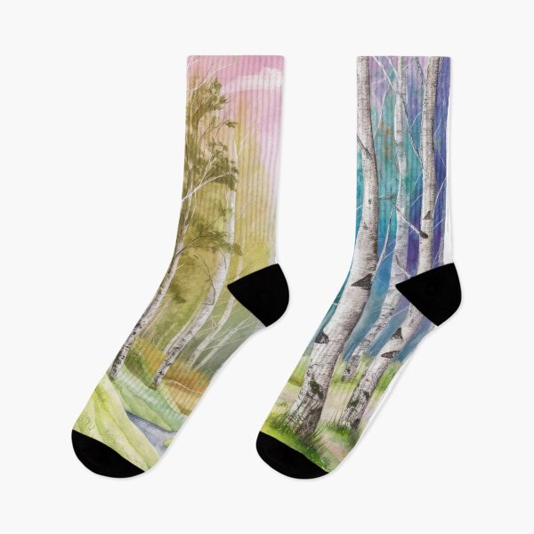 Item preview, The Birches, Watercolor colorful forest birch trees, quiet place, peace and serenity designed and sold by Porcupine Tees ⭐⭐⭐⭐⭐.