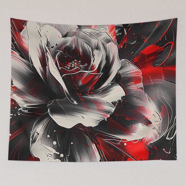 Item preview, Striking Abstract Monochrome Rose with Bold Red Accents designed and sold by Abstract Escape.