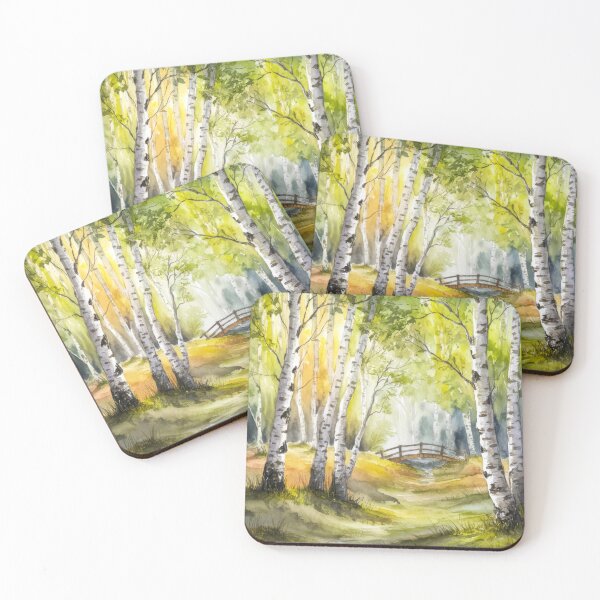 Item preview, The Birches, Watercolor colorful forest birch trees, quiet place, peace and serenity designed and sold by Porcupine Tees ⭐⭐⭐⭐⭐.