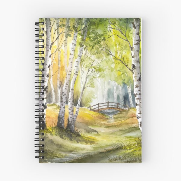 Item preview, The Birches, Watercolor colorful forest birch trees, quiet place, peace and serenity designed and sold by Porcupine Tees ⭐⭐⭐⭐⭐.
