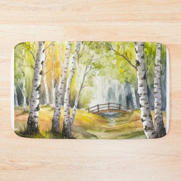Item preview, The Birches, Watercolor colorful forest birch trees, quiet place, peace and serenity designed and sold by Porcupine Tees ⭐⭐⭐⭐⭐.