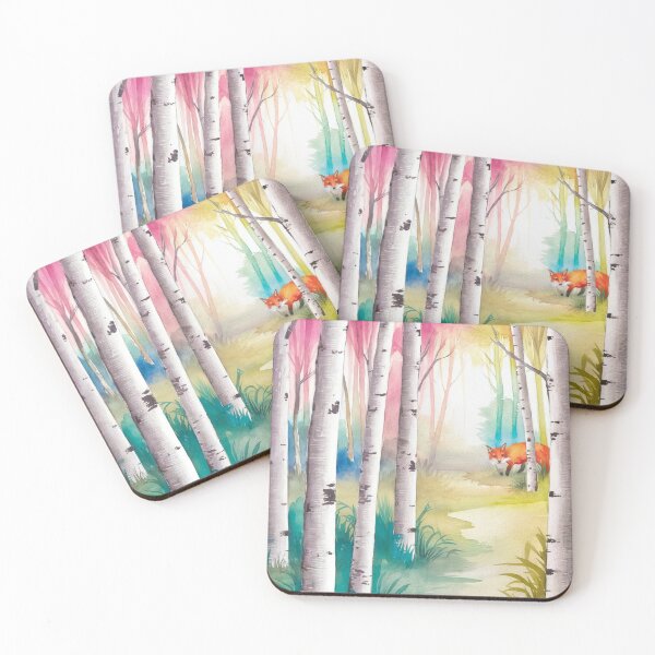 Item preview, The Birches, Watercolor colorful forest birch trees, quiet place, peace and serenity designed and sold by Porcupine Tees ⭐⭐⭐⭐⭐.