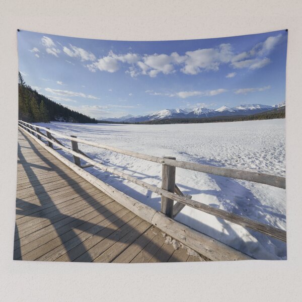 Item preview, Snowbound Passage Pyramid Lake Bridge in Canada designed and sold by rawshutterbug.